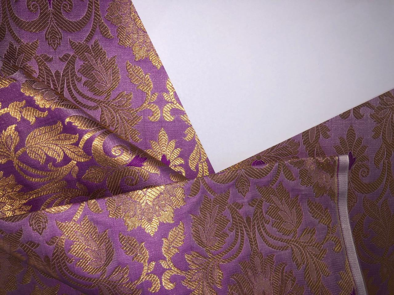 Brocade  Metallic GOLD fabric 44 inch wide available in 8 colors  silver grey,mint green,silver blue,lilac, rose pink,blue,peach and sea green BRO1010