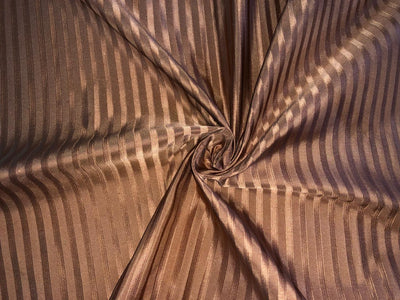 100% PURE SILK DUPIONI FABRIC  stripes BRONZE BROWN SELF   COLOR 54" WIDE single length 5.40 yds DUPcutS8