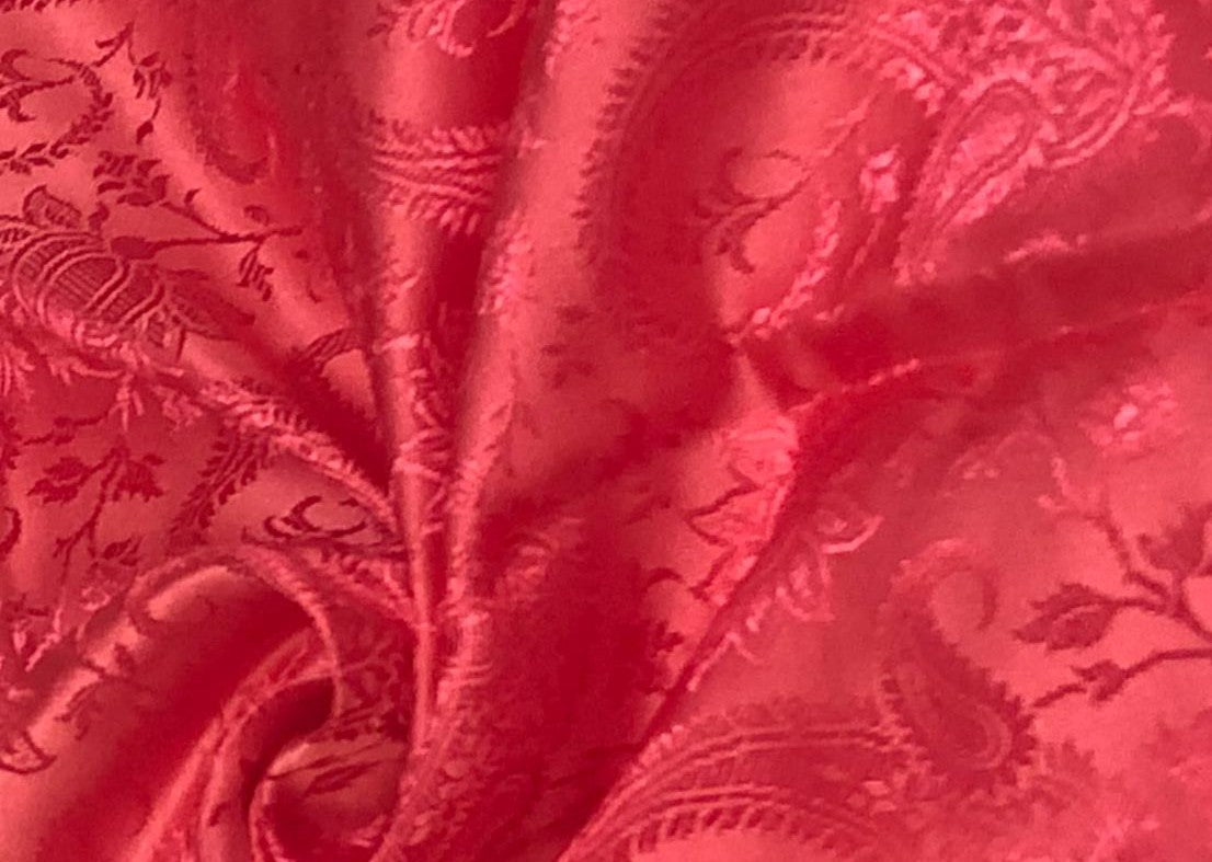 Silk Brocade fabric self jacquard paisleys available in 3 colors red , pink and coral BRO1100[1/2/3]