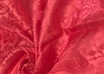 Silk Brocade fabric self jacquard paisleys available in 3 colors red , pink and coral BRO1100[1/2/3]