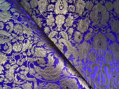 Silk Brocade Fabric Royal  blue \X Metallic Antique Gold 44" wide BRO152[1]