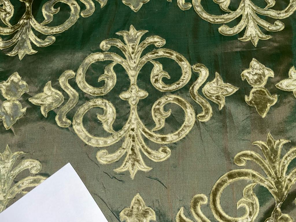 Silk Organza with velvet embroidery available in 2 colors [brown and green 9626/9627]