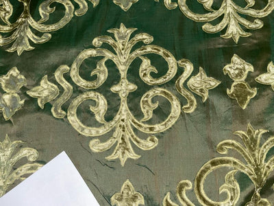 Silk Organza with velvet embroidery available in 2 colors [brown and green 9626/9627]