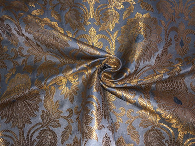 Brocade  Metallic GOLD fabric 44 inch wide available in 8 colors  silver grey,mint green,silver blue,lilac, rose pink,blue,peach and sea green BRO1010