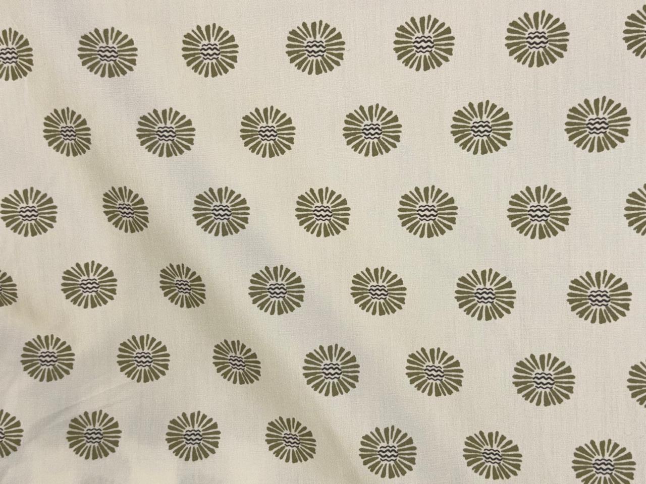 Cotton Suprima  fabric 147 cms wide white ivory with flower motif print [18523]