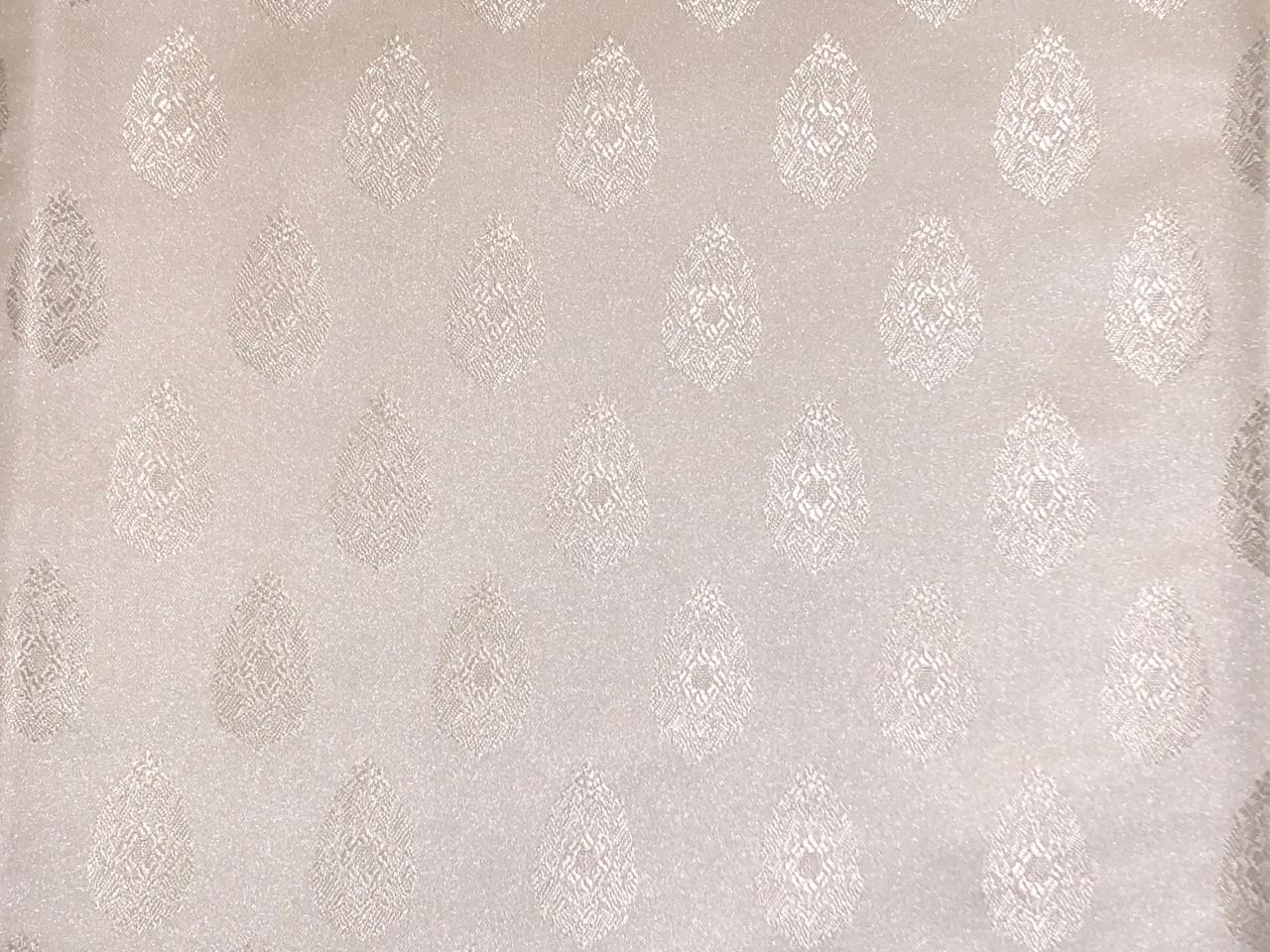 Silk Brocade fabric white ivory motif  BRO1086[2]