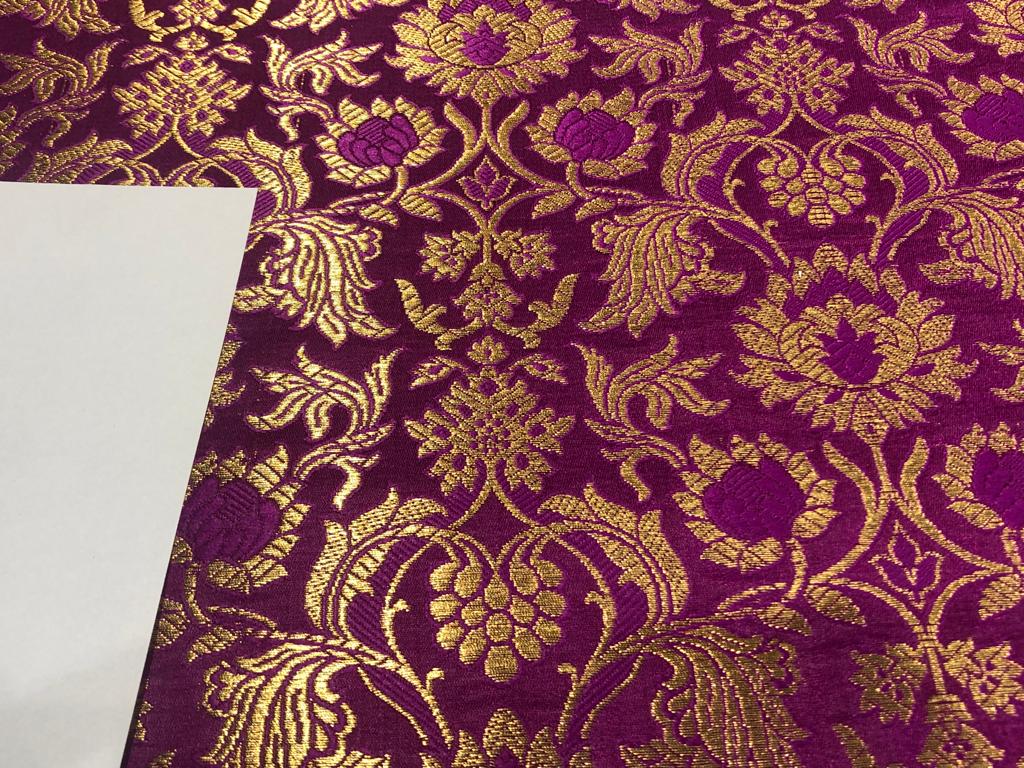 Silk Brocade fabric 44" wide BRO719C[1-6]available in 6 colors BURGANDY ,MANGO ,PURPLE ,GREY, BLUE ,ORANGE