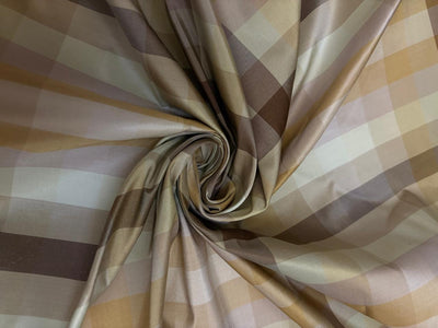 Silk Taffeta Fabric dusty browns ,lilac  ,mint plaids 54” Wide (TAFC70)