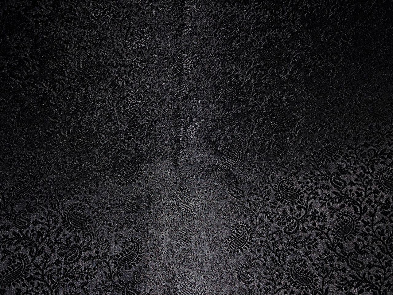Silk Brocade fabric 56" jet black with self paisley jacquard BRO1057[3]