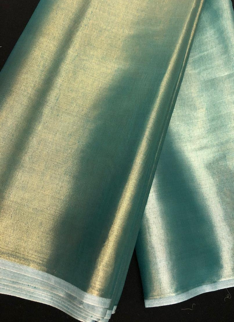 Cotton Tissue  sheer 44" wide 22" of each color half and half available in 2 colors blue/teal and gold/gold[ [18354/55]