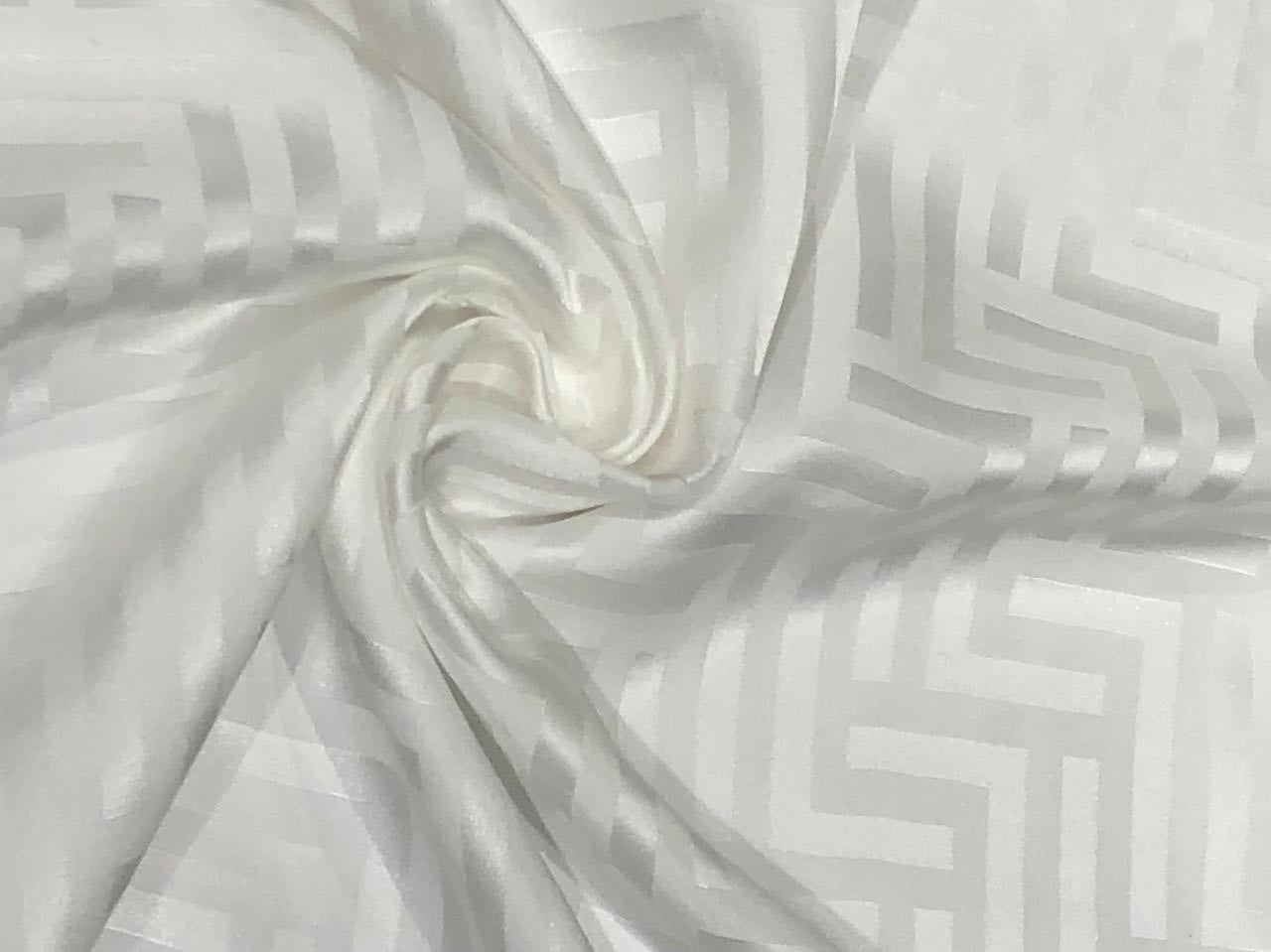 Silk  Satin JACQUARD IVORY WHITE 44" wide available in abstract,floral,roses,waves and triangles jacquard  designs