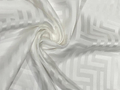 Silk  Satin JACQUARD IVORY WHITE 44" wide available in abstract,floral,roses,waves and triangles jacquard  designs