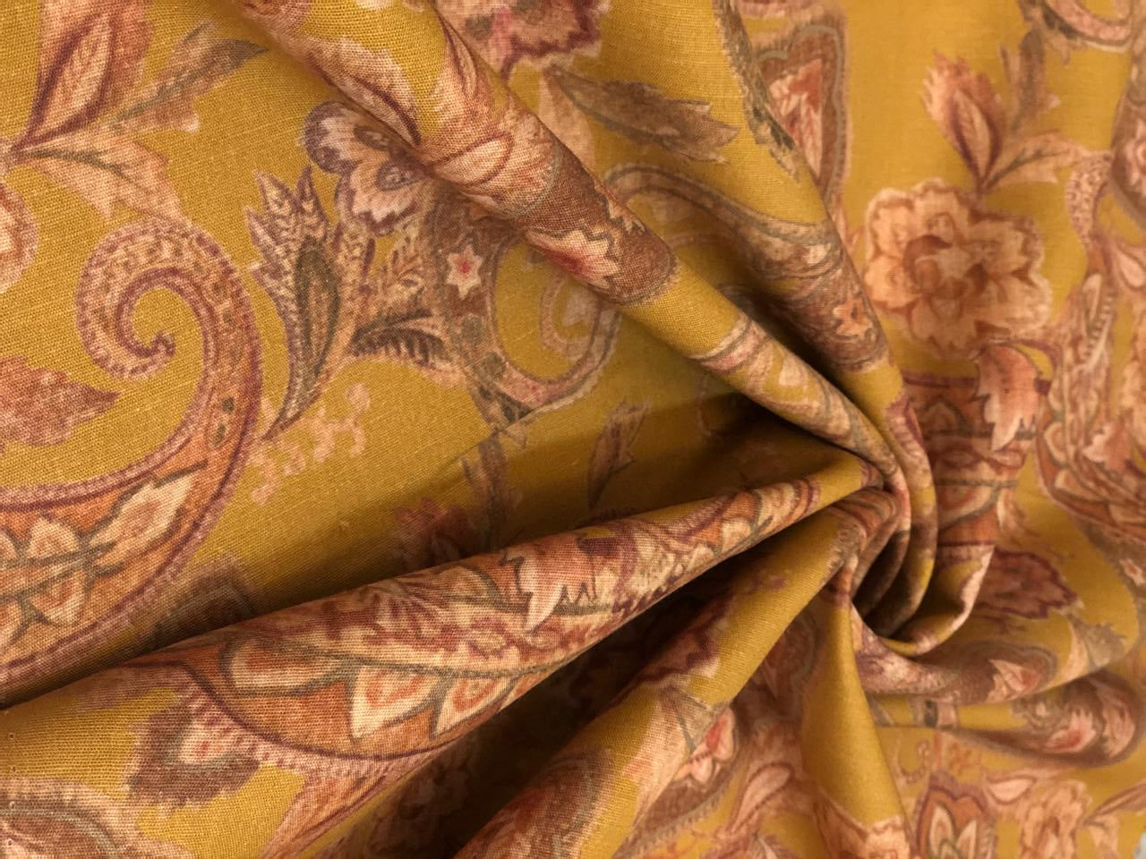 Linen Print paisley available in 2 colors teal and mustard colors [18560/90]