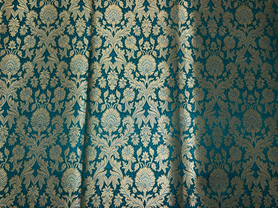 Silk Brocade fabric with beautiful gold  jacquard available in 3 colors teal ,red and mulberry BRO1075