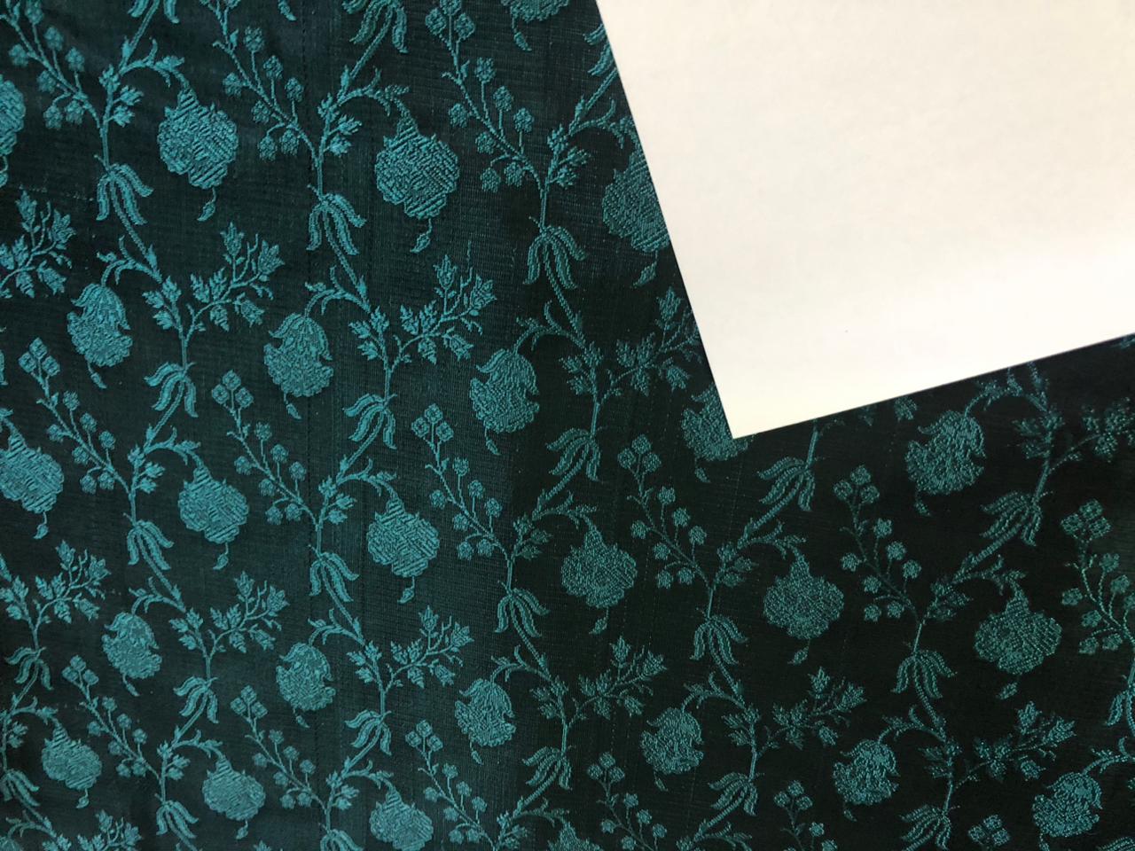 Silk Brocade fabric 44" wide Floral Jacquard available in 2 colors Burgundy with black and mustard color/ teal and black color BRO914[1/2]