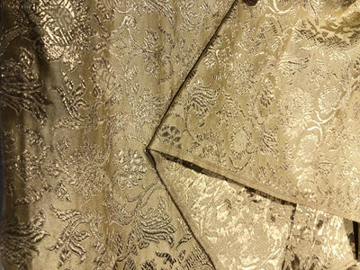 Silk Brocade fabric gold color with metallic gold jacquard 44" wide BRO931[5]