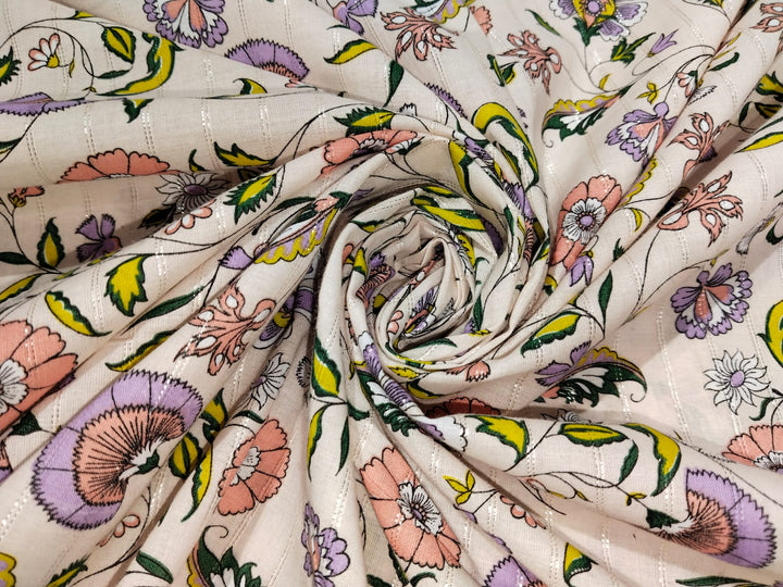 cotton lawn dress fabric 100% Pure Cotton lawn Digital Printed Fabric with Metallic Lurex fabri –  Puresilks.us