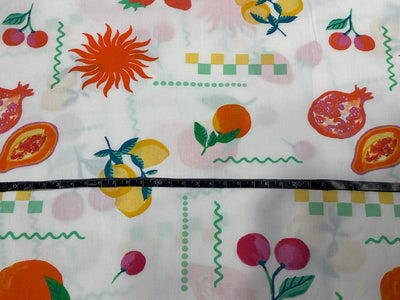 100% Cotton Poplin ivory with fruit print 56" wide [18270]