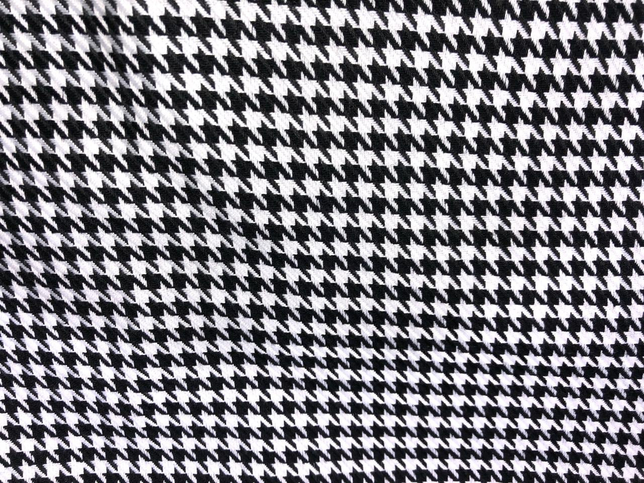 Wool and Acrylic blend fabric Houndstooth BLACK AND WHITE [15815]