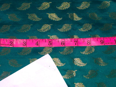 Silk Brocade fabric with Metallic gold motif Jacquard  44" wide BRO927 available in 5 colors and designs mango yellow floral motif green paisley motif red flower motif teal leaf motif red wine circle motif