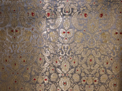 Brocade Heavy KING KHAB  Fabric  with white gold jacquard 44" wide available in 2 colors mint and silver blue BRO1077