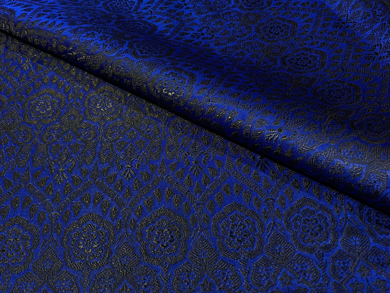 Brocade Fabric 44"~wide  ROYAL BLUE AND BLACK BRO823[4]