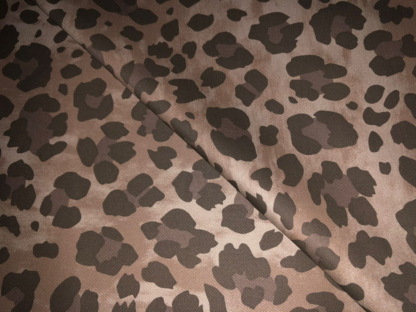 100% Cotton Denim  Fabric 58" wide leopard print brown [18229]