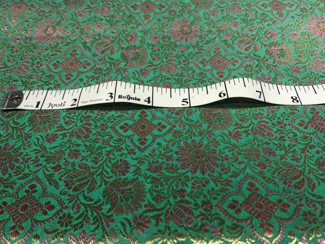 Silk Brocade fabric 44" pink and metallic gold floral jacquard available in 3 colors silver grey, green and pinkBRO1047