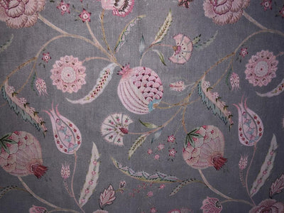 100% linen FLORAL digital print fabric 44" wide available in 2 colors grey/pink and ivory/pink  [15957/15958]