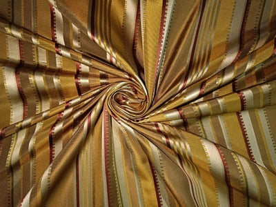 100% SILK TAFFETA Fabric Gold &amp; Wine color with Satin STRIPES 54"wide TafS73[1]