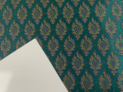 Brocade jacquard fabric 44" wide GREEN X BLUE MOTIF BRO874[3]