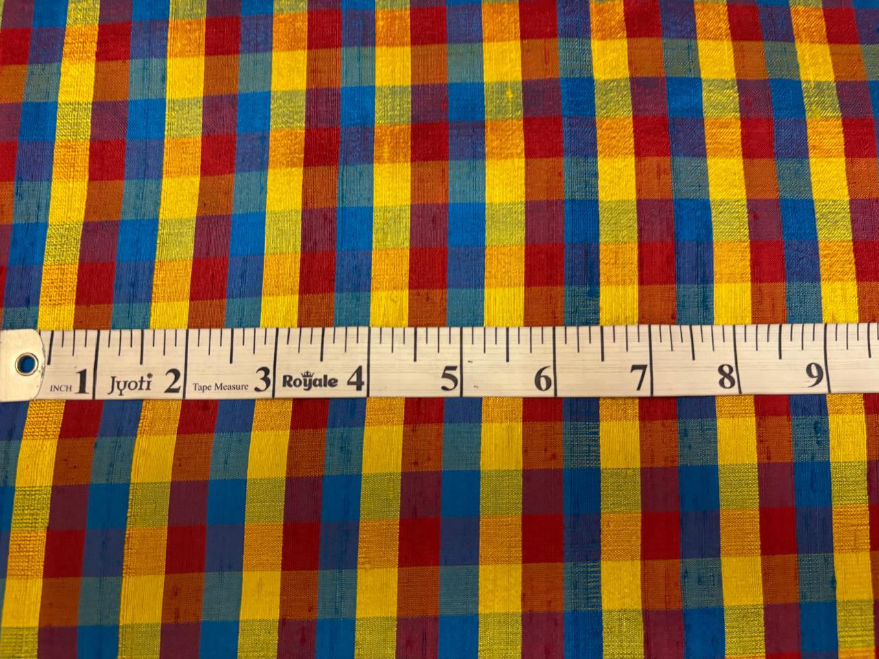 100% silk dupion multi color Plaids fabric 44" DUPNEWC33[2]