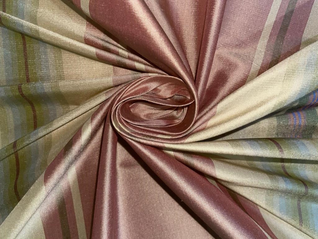 Silk dupioni stripe cream ,rose pink and green 54" wide DUP#S35[1]