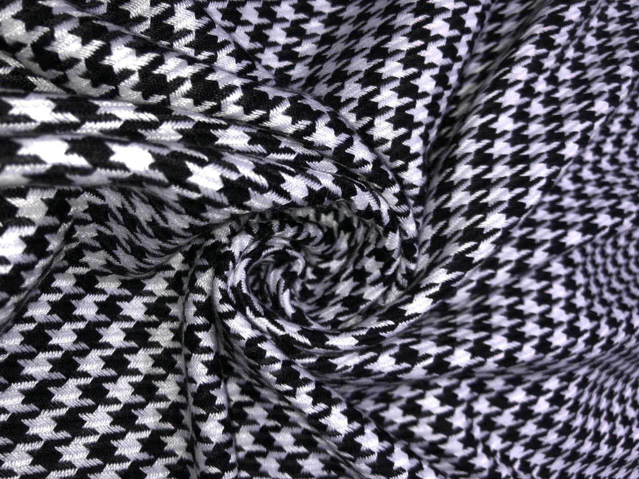 Wool and Acrylic blend fabric Houndstooth BLACK AND WHITE [15815]