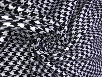 Wool and Acrylic blend fabric Houndstooth BLACK AND WHITE [15815]
