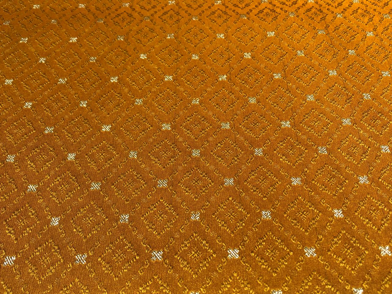 Silk Brocade fabric  self jacquard with subtle white gold metallic dots jacquard available in 5 colors black ,red x pink,mulberry,mustard, and purple BRO1013