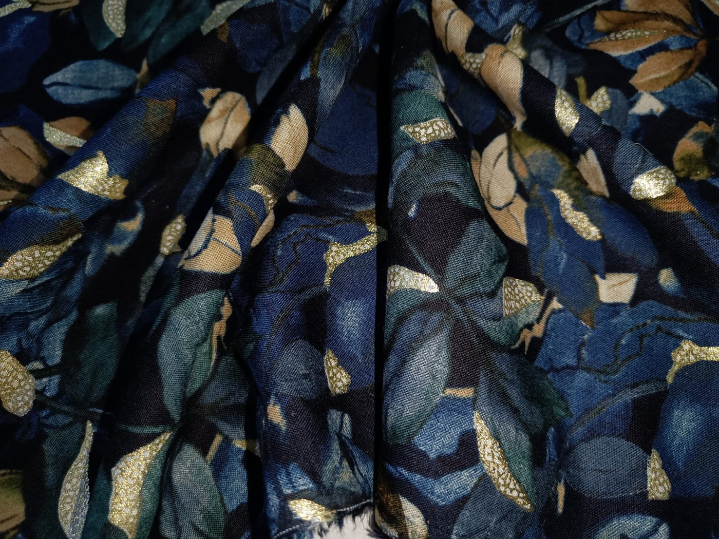 Premium Viscose Rayon fabric with foil print 58" wide available in four colors