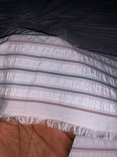 Italian cotton seersucker fabric 58" wide available in white / multi/ blue /fawn /baby pink/ sky blue and bright blue seersucker stripes