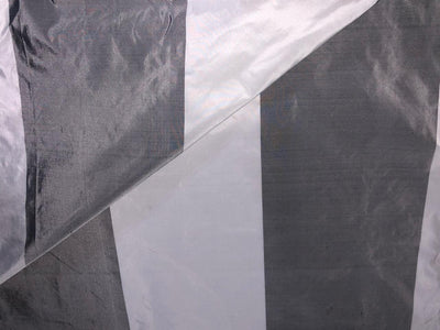 100% silk Taffeta grey and white ivory 7.75 inch Stripes Selvedge to Selvedge 54" long TafS170
