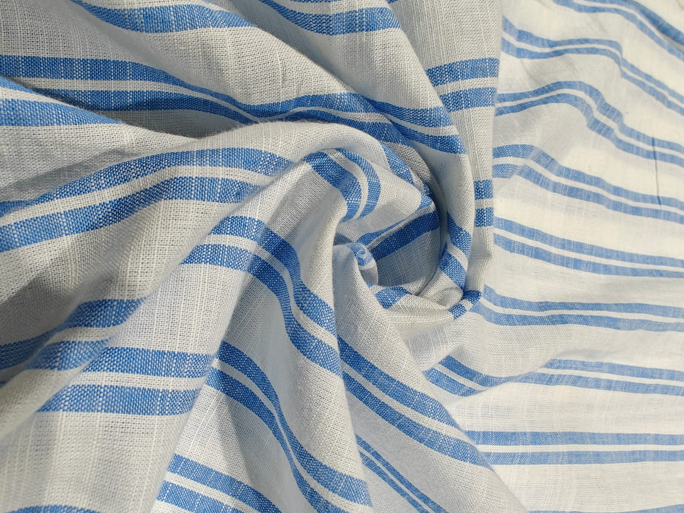 100% Cotton STRIPES  58" wide available in 4 colors MANGO/WHITE,DENIM BLUE/WHITE/WHITE WITH 2 BLUESTRIPE AND WHITE WITH BLUE PIN STRIPE