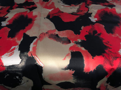 100% Silk Taffeta Jacquard Fabric gold with red and black spray paint effect jacquard  54" wide TAFJACNEW25