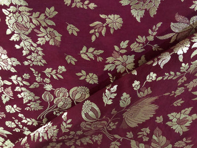 Silk Brocade fabric 44" wide Floral Jacquard available in 2 colors grey and red wine BRO909[1/2]