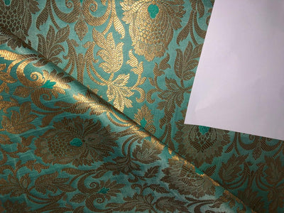 Brocade  Metallic GOLD fabric 44 inch wide available in 8 colors  silver grey,mint green,silver blue,lilac, rose pink,blue,peach and sea green BRO1010