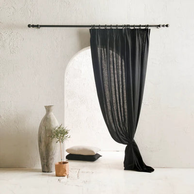 100% Cotton Gauze Tab Curtain, 44 inches X 108 inches*black colour Tab OR Rod top OR Pencil Pleated Sheer Curtains