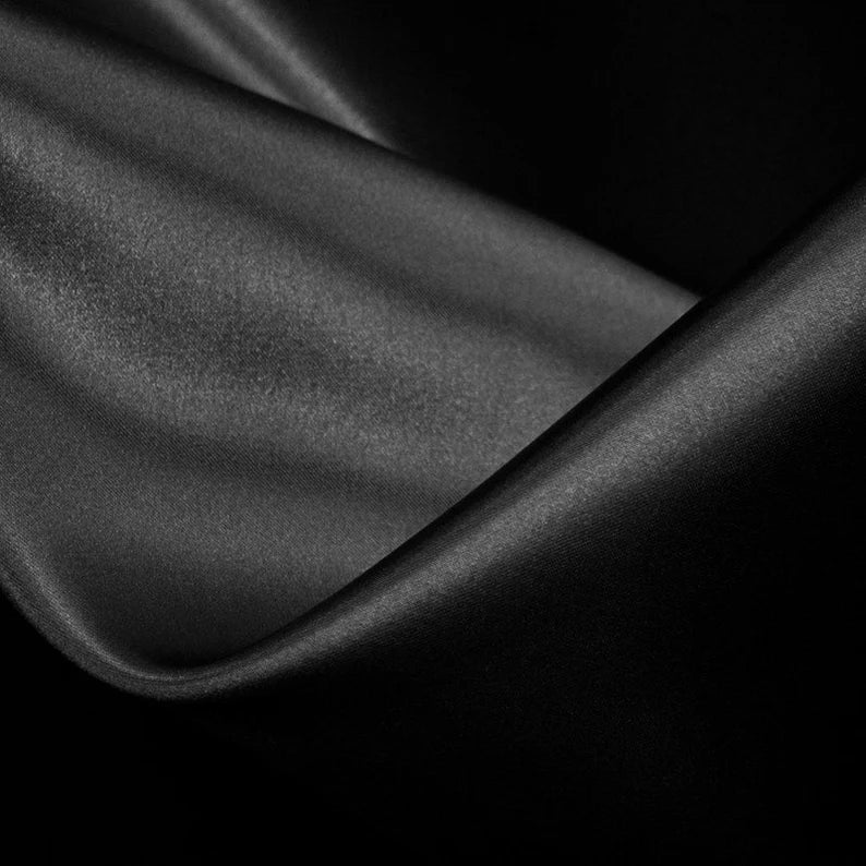 100% Silk Satin fabric 54" wide JET BLACK 200 gms [53.34 momme]