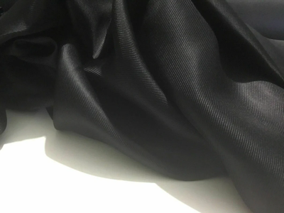 100% Silk Twill BLACK fabric 80 Grams 44" wide 93.83 momme [18579]