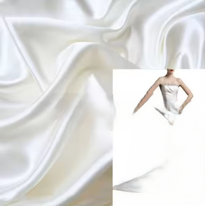 100%  SILK DUTCHESS SATIN IVORY WHITE 48 momme 54" wide [18362]