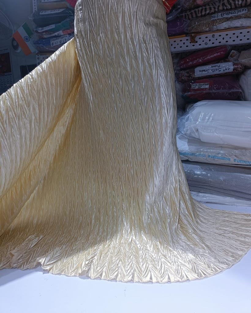 Satin pleated Gold color  fabric 58" wide