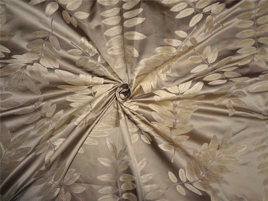 100% silk taffeta jacquard gold with leaf design 54" wide TAFJ24[1]