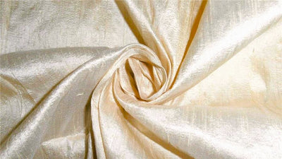 100% PURE SILK DUPIONI FABRIC CREAM X IVORY 54" WITH SLUBS MM6[9]